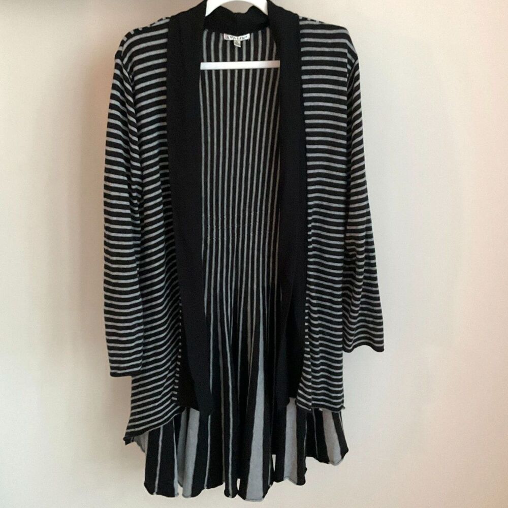 Avalin - Black & Gray Striped Flowy - Open Cardigan - Excellent Condition